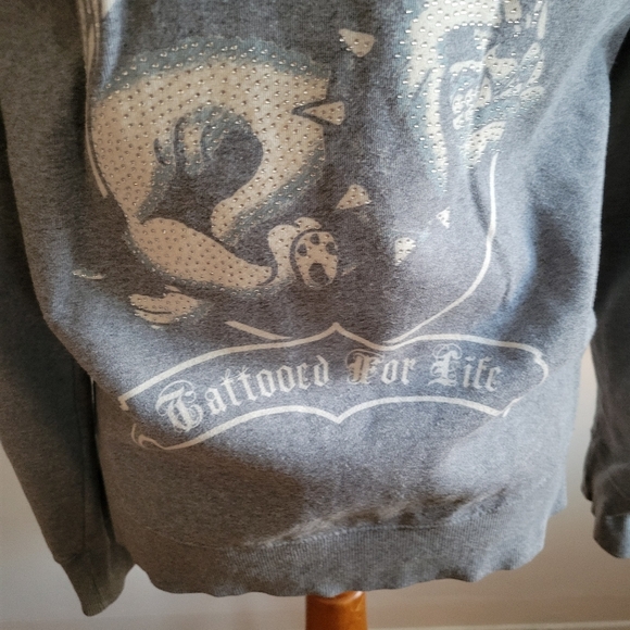 Vintage Ed Hardy Sweatshirt Hoodie • Gray • Size Large • Designer - Picture 7 of 10